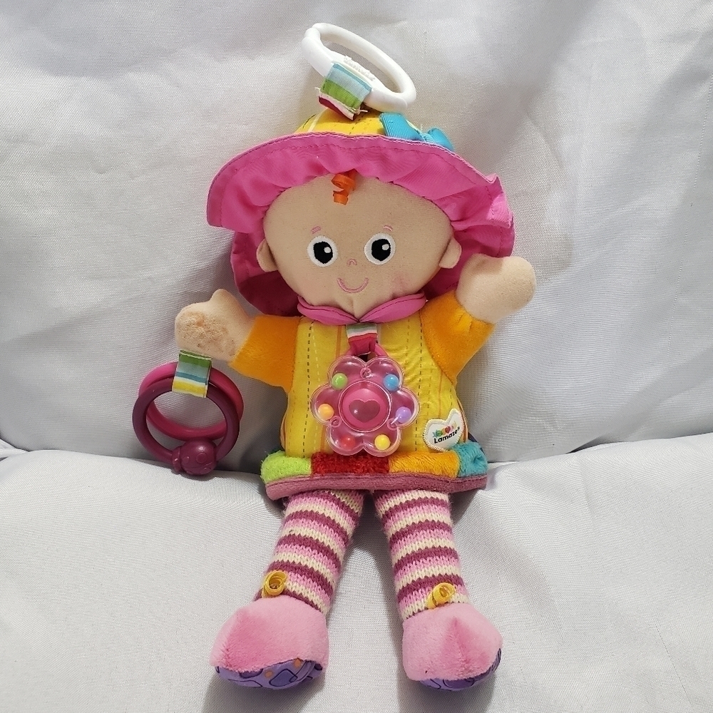 Lamaze My Friend Emily Sensory Activity Doll 12" Crinkle Rattle Hanger Rainbow